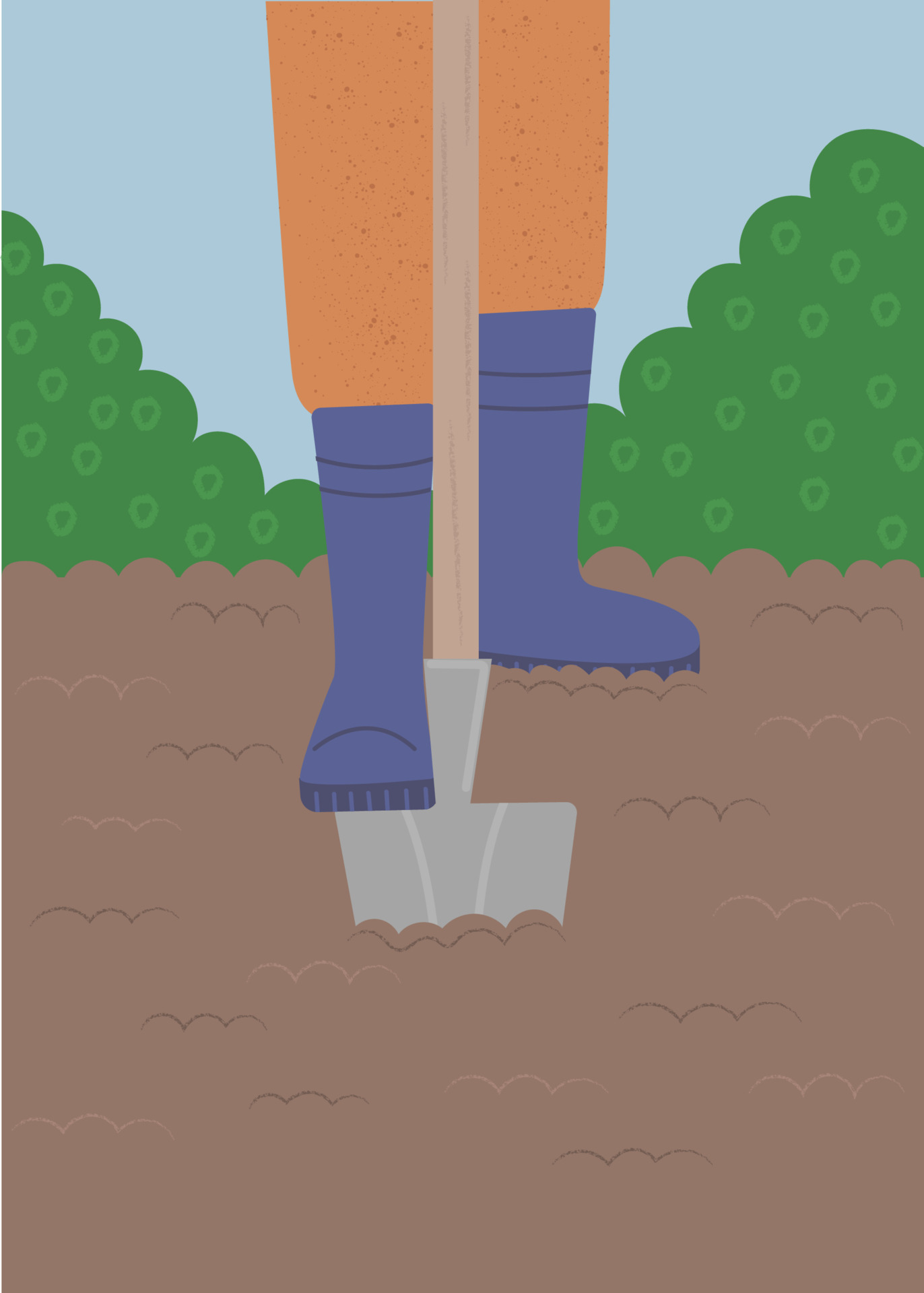 World Soil Day. Worker digs soil with shovel. Vector flat modern