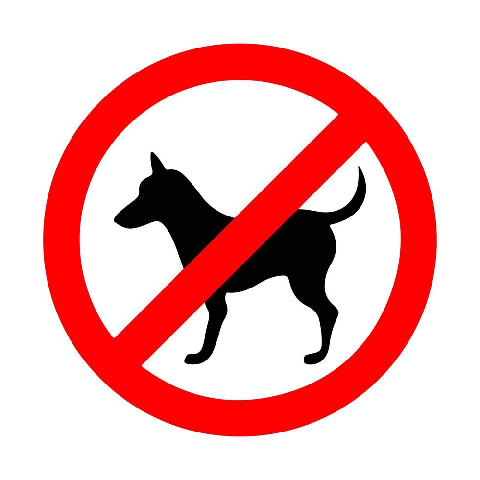 no entre con perros con una señal de prohibición roja y un icono de vector plano