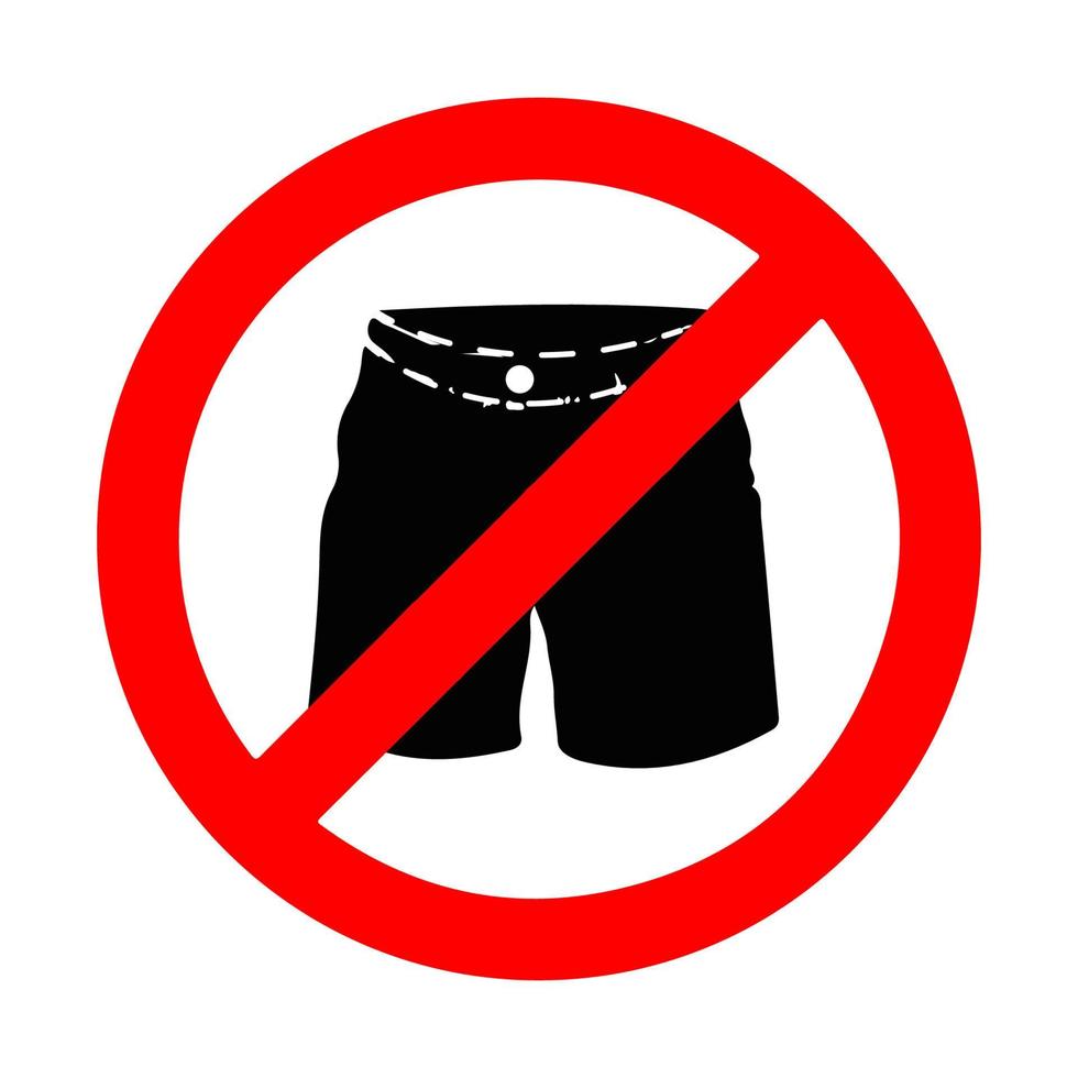 do not enter in shorts with a red forbidding sign and a flat vector icon