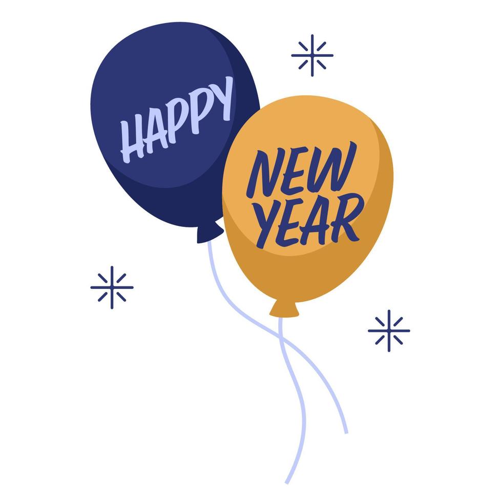 happy new year on balloon party vector design