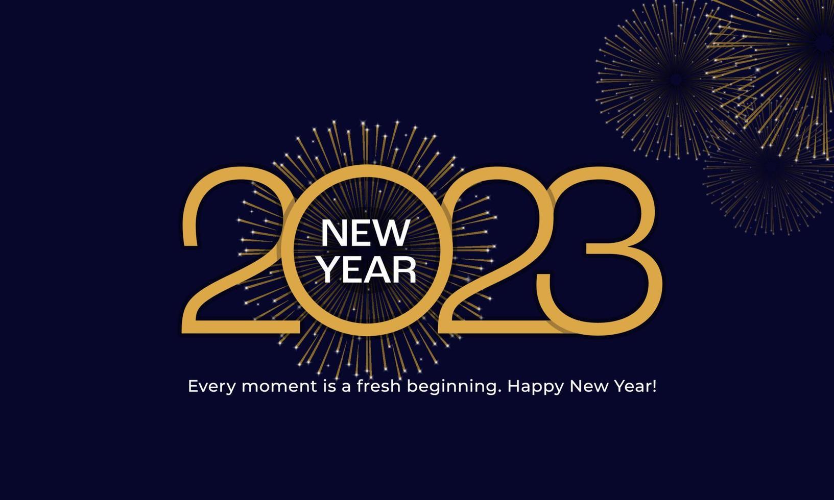 2023 Happy New Year Poster Background. Golden Elegant Classy Typography Line Vector Illustration for Greeting Card, Banner, Backdrop Template Design