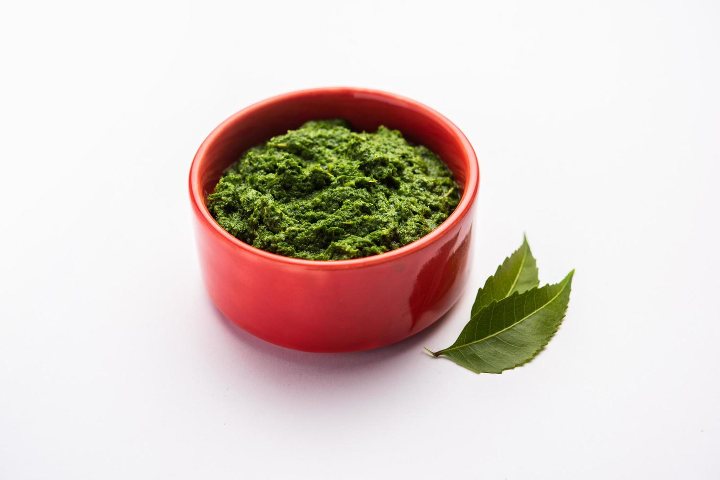 Neem Powder, paste and juice. Azadirachta indica or commonly known as nimtree or Indian lilac photo