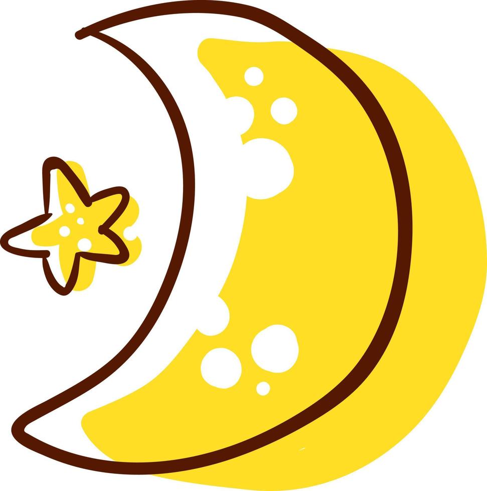 Yellow moon, illustration, vector on white background.