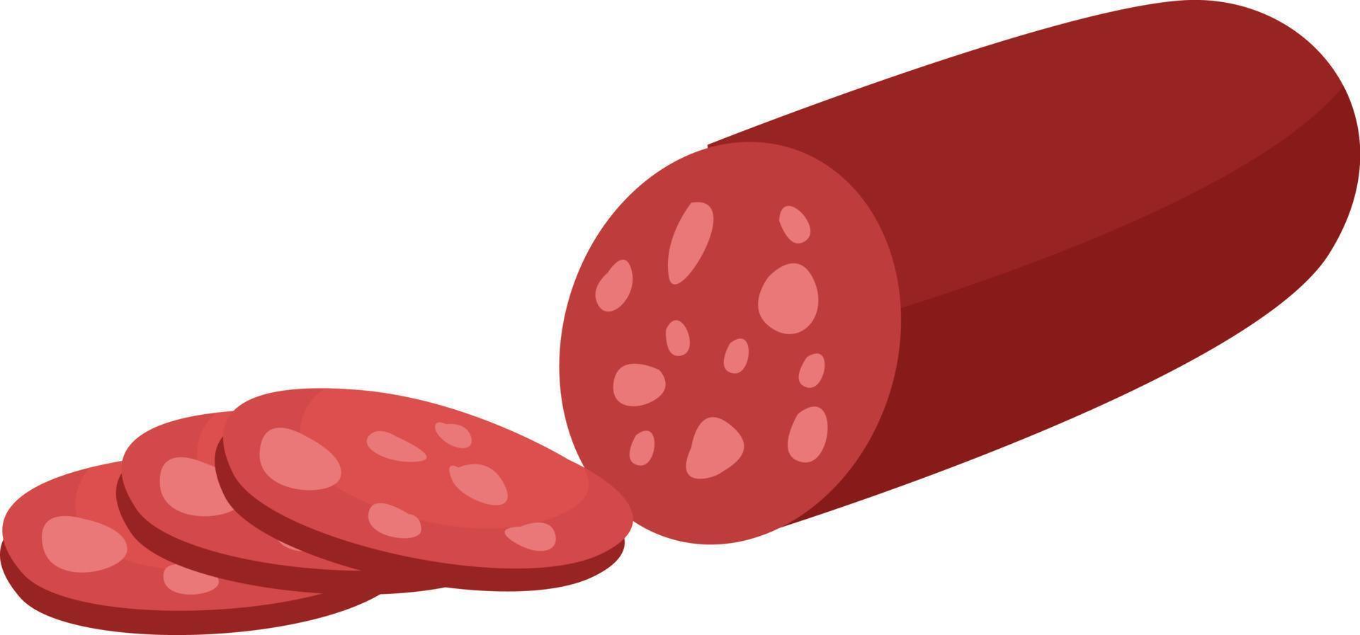 Smoked sausage, illustration, vector on white background