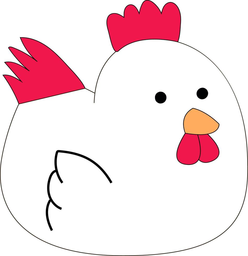 Cute chicken, illustration, vector on white background.