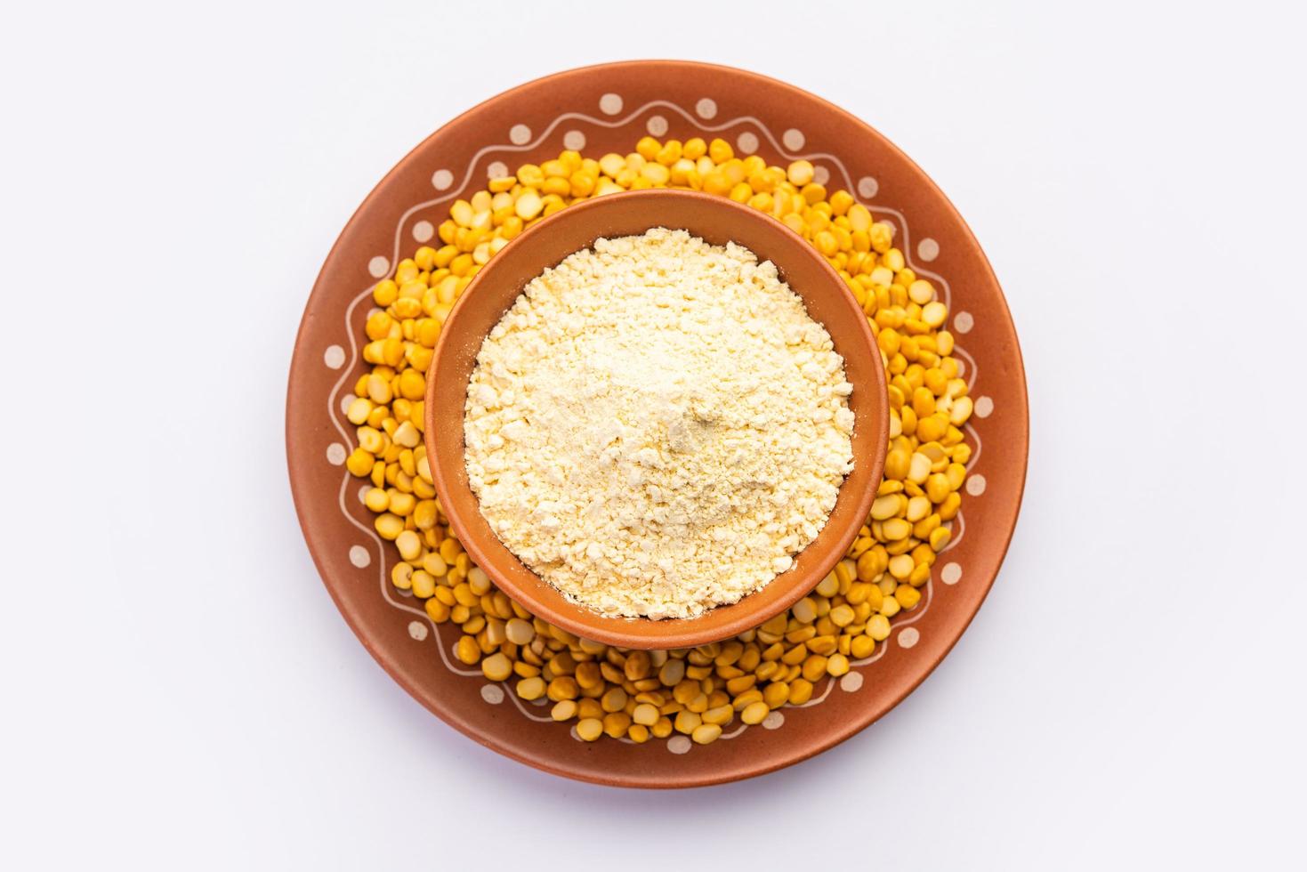Besan, Gram Flour or chickpea flour is a powder made from ground chickpea known as Bengal gram photo