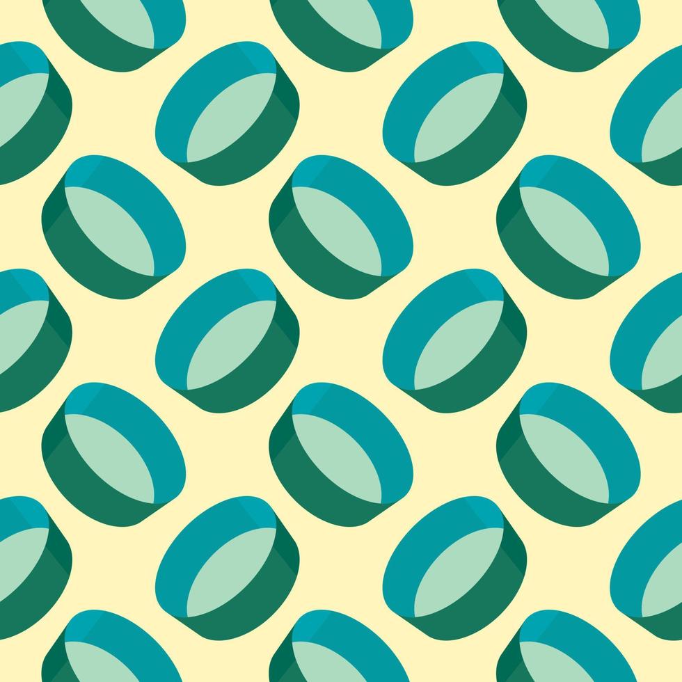 Green plates,seamless pattern on yellow background. vector