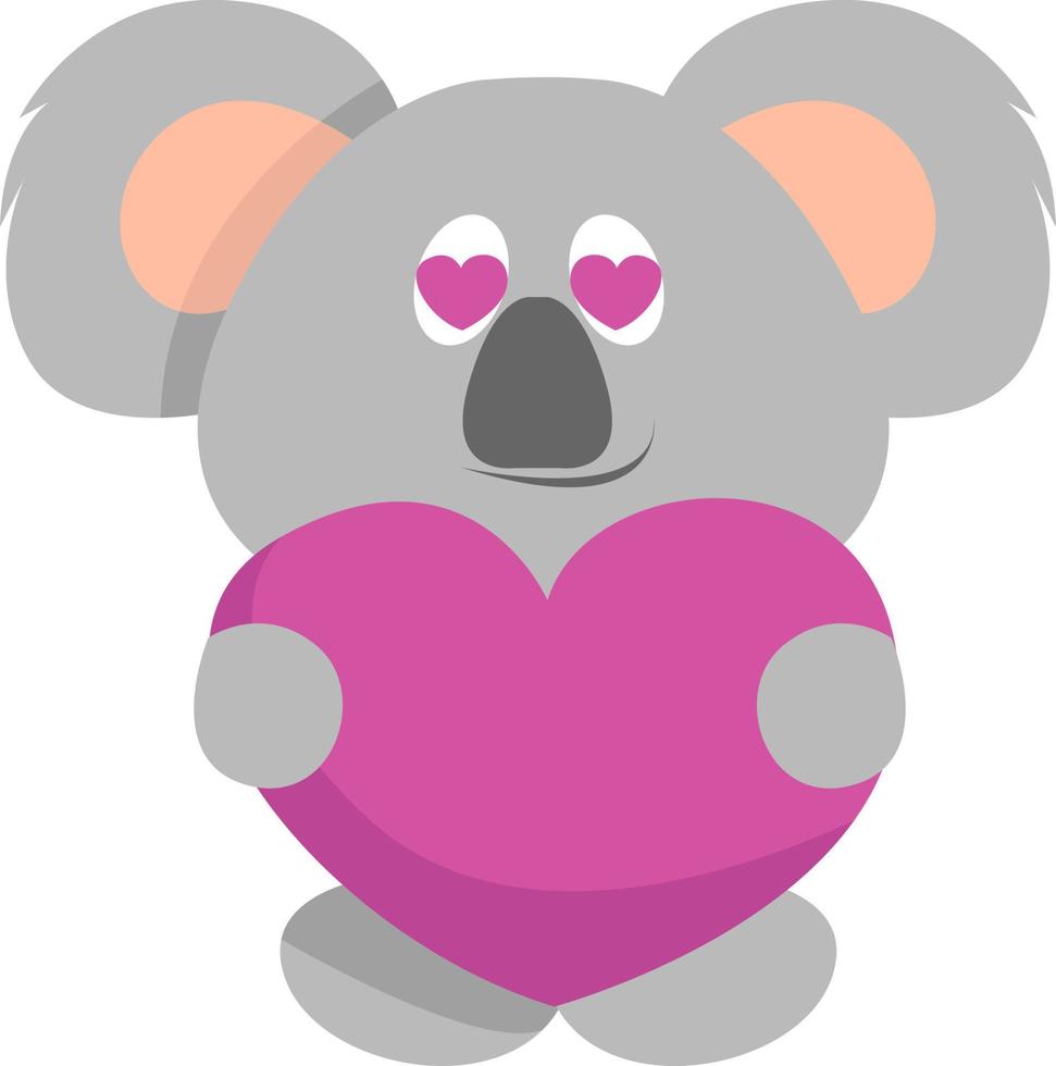 Koala with heart, illustration, vector on white background