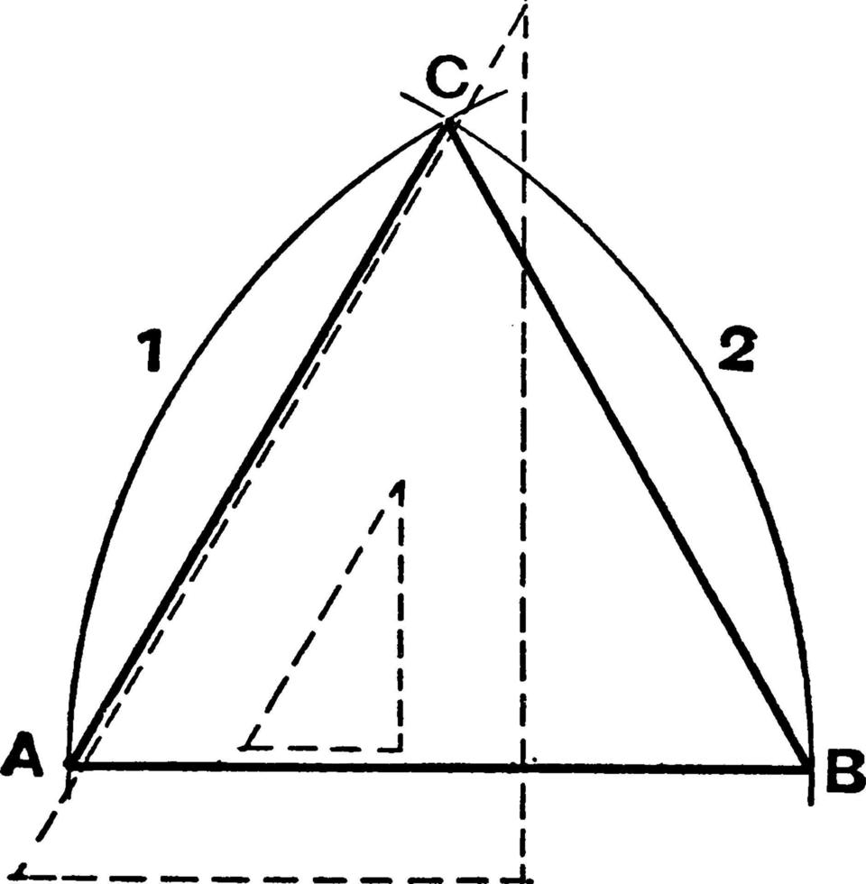 construir triángulo isósceles, ilustración vintage. vector
