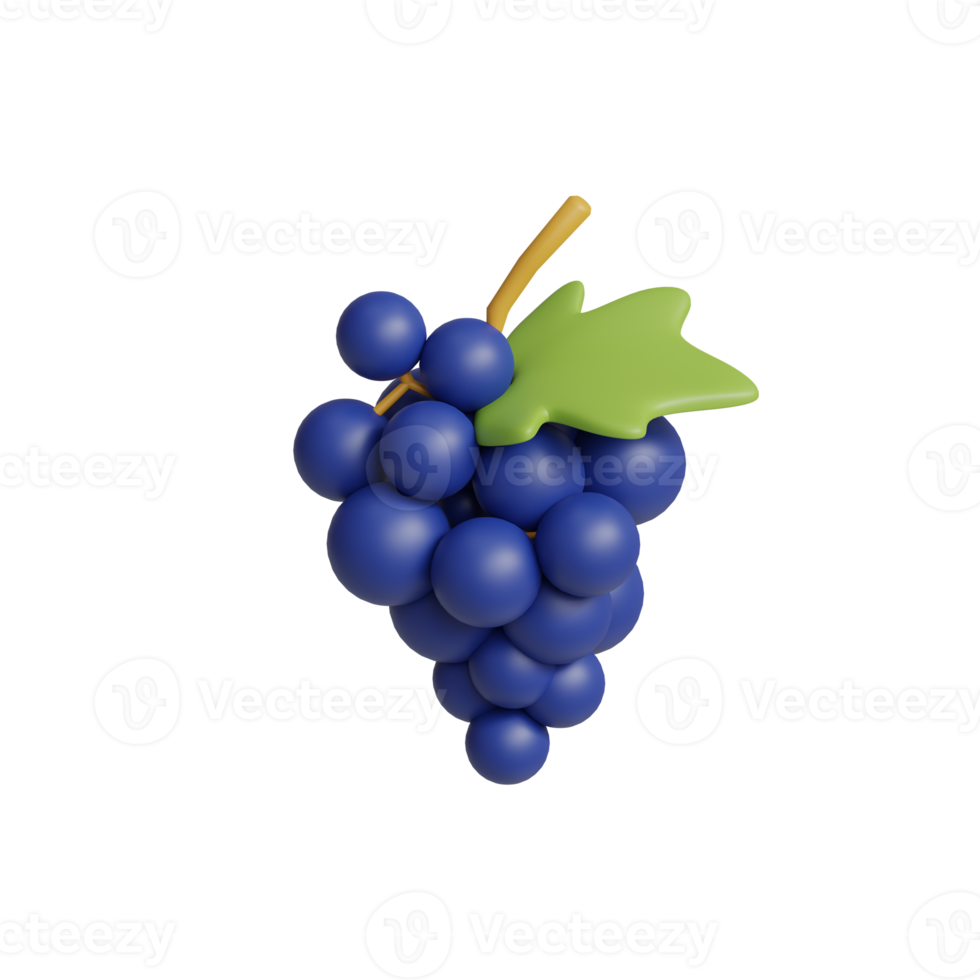 icono de fruta de uva ilustración 3d png