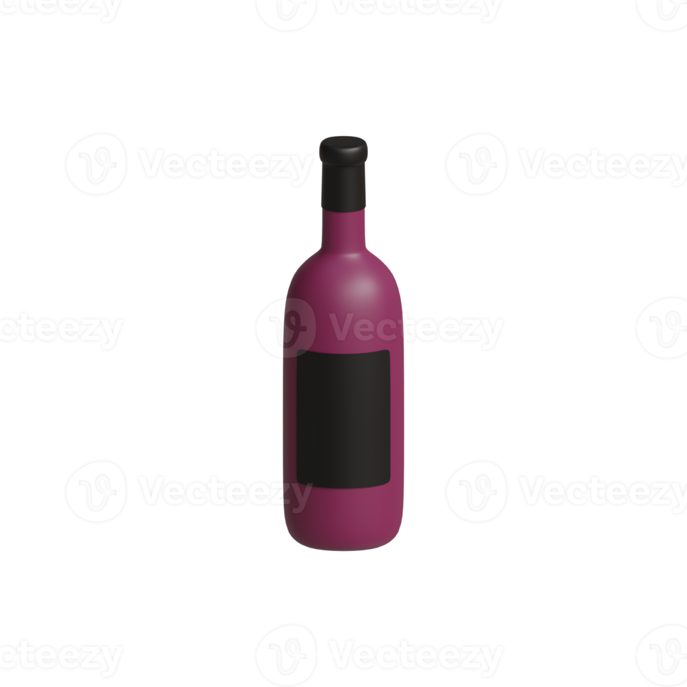 wine bottle icon 3d illustration png