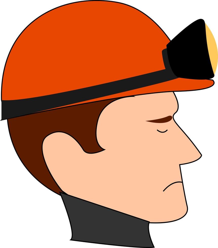 Miner with red helmet , illustration, vector on white background.