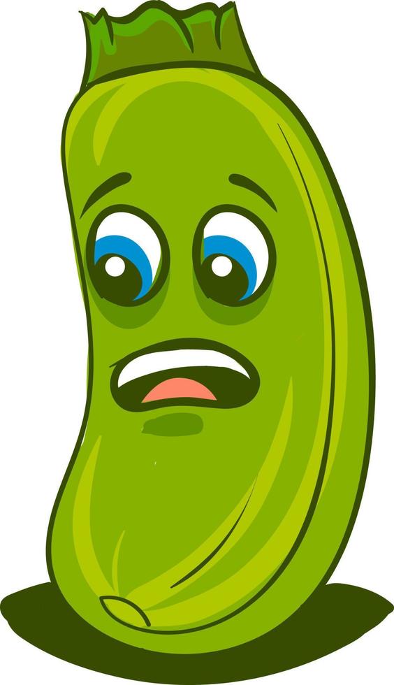 Scared zucchini, illustration, vector on white background