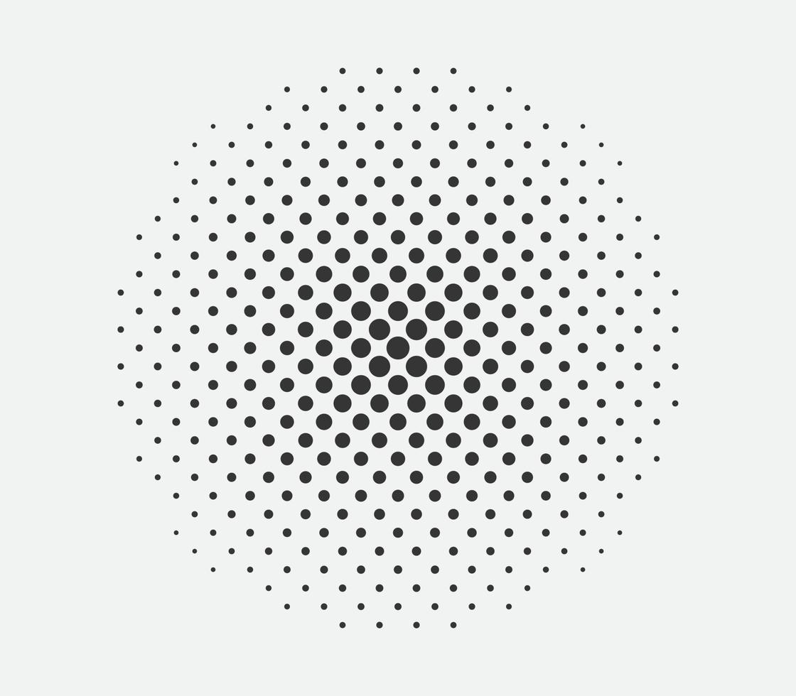Circle halftone design element. Dots spotted black pattern. Comic style vector blob