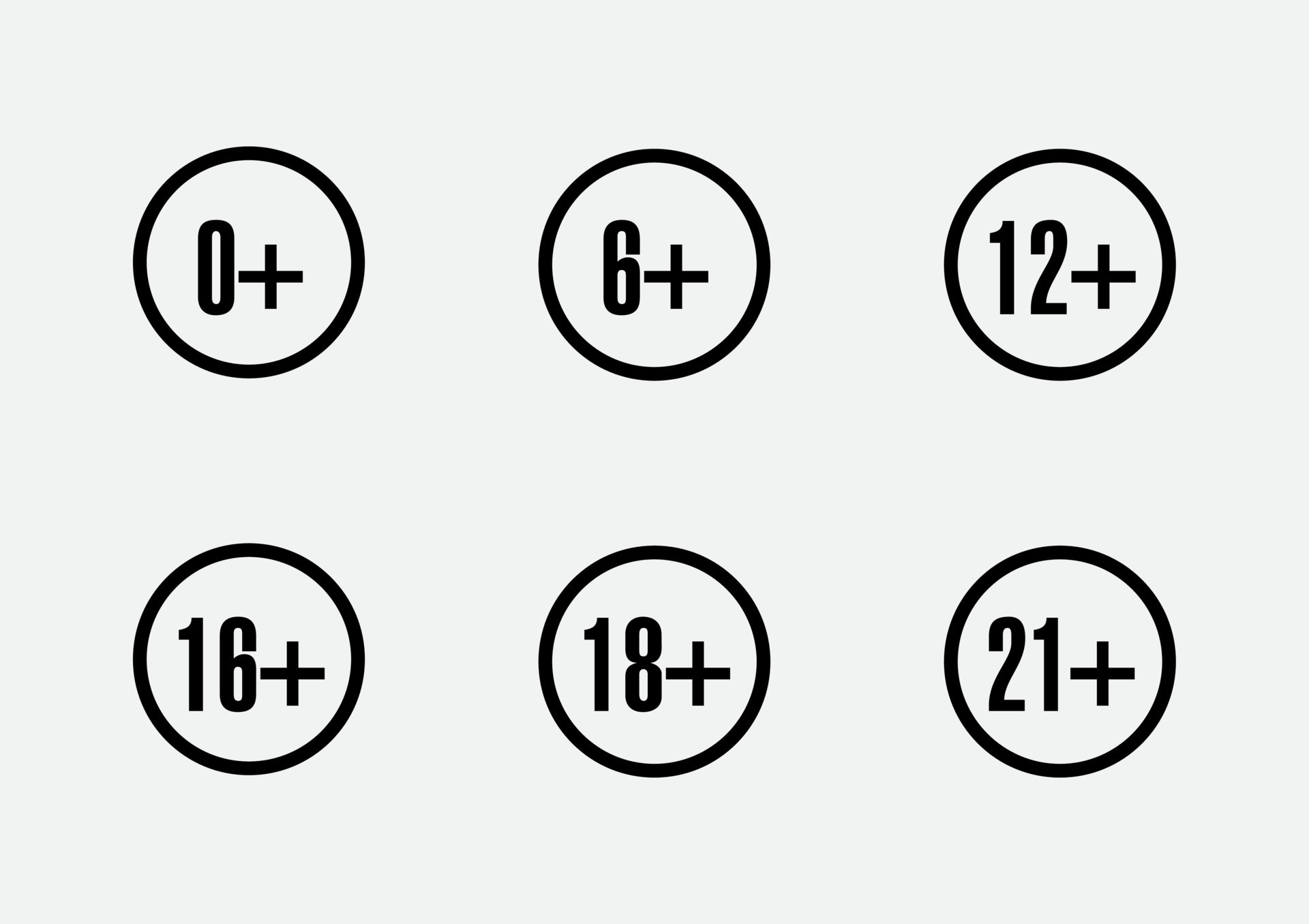 Set marks age limit sing restriction. Vector icons for children