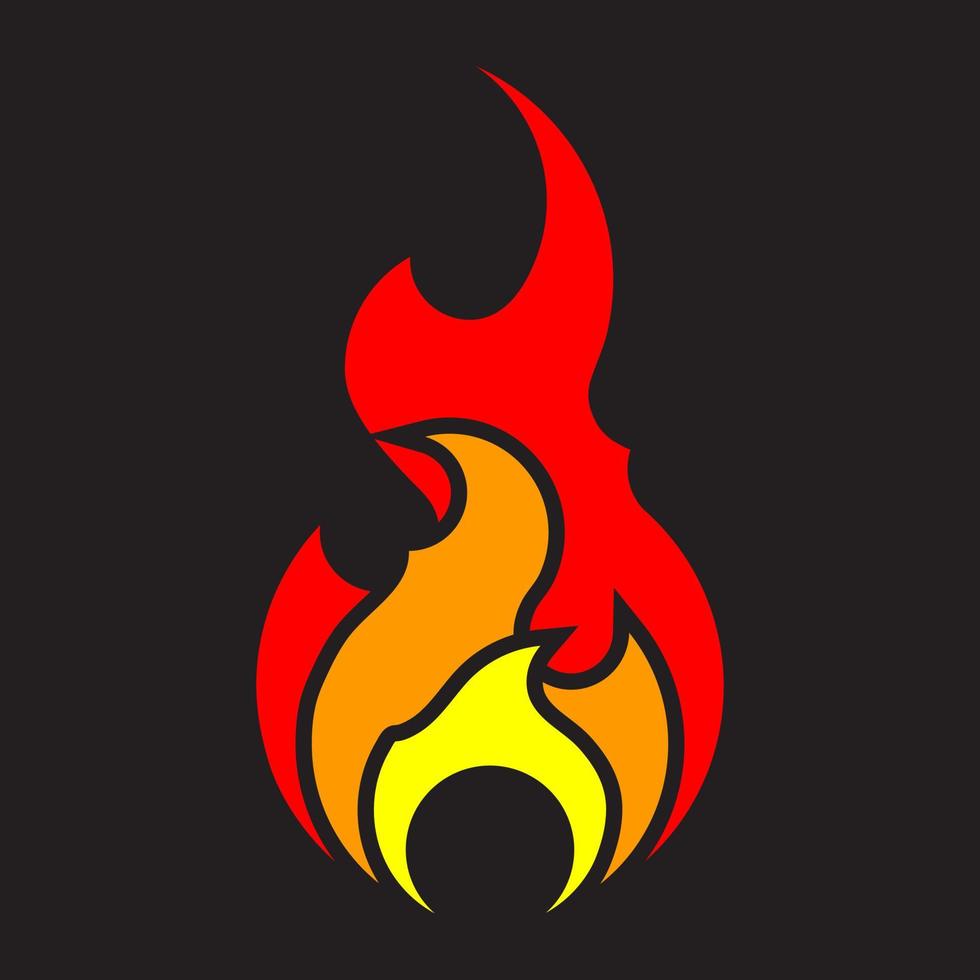 plantilla vectorial de icono de fuego aislada. elemento de diseño de logotipo de llama plana. silueta de símbolo de llamas. vector