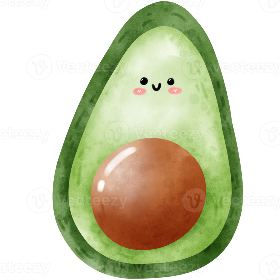 cute avocado in watercolor png