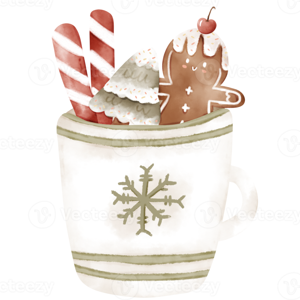 Kerstmis koffie mok waterverf png