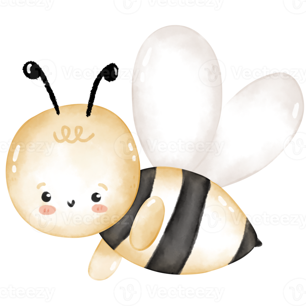 Cute bee in watercolor png