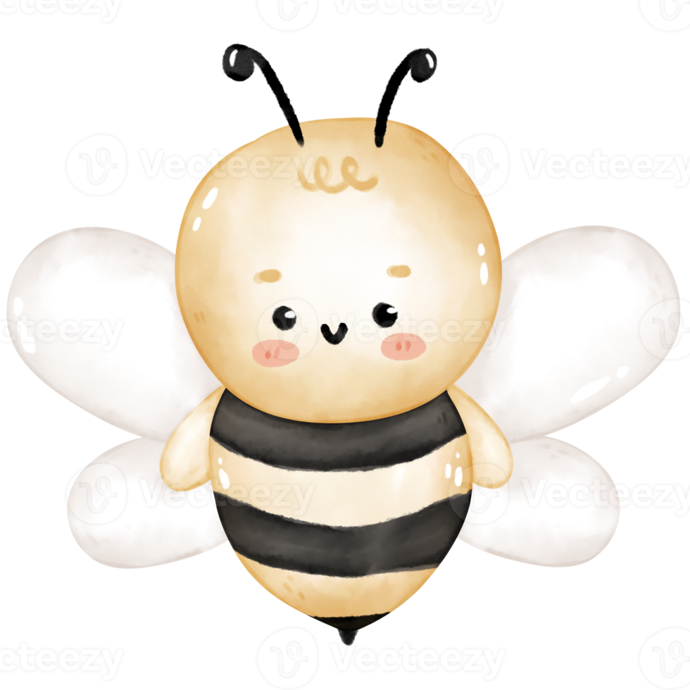 Cute bee in watercolor png