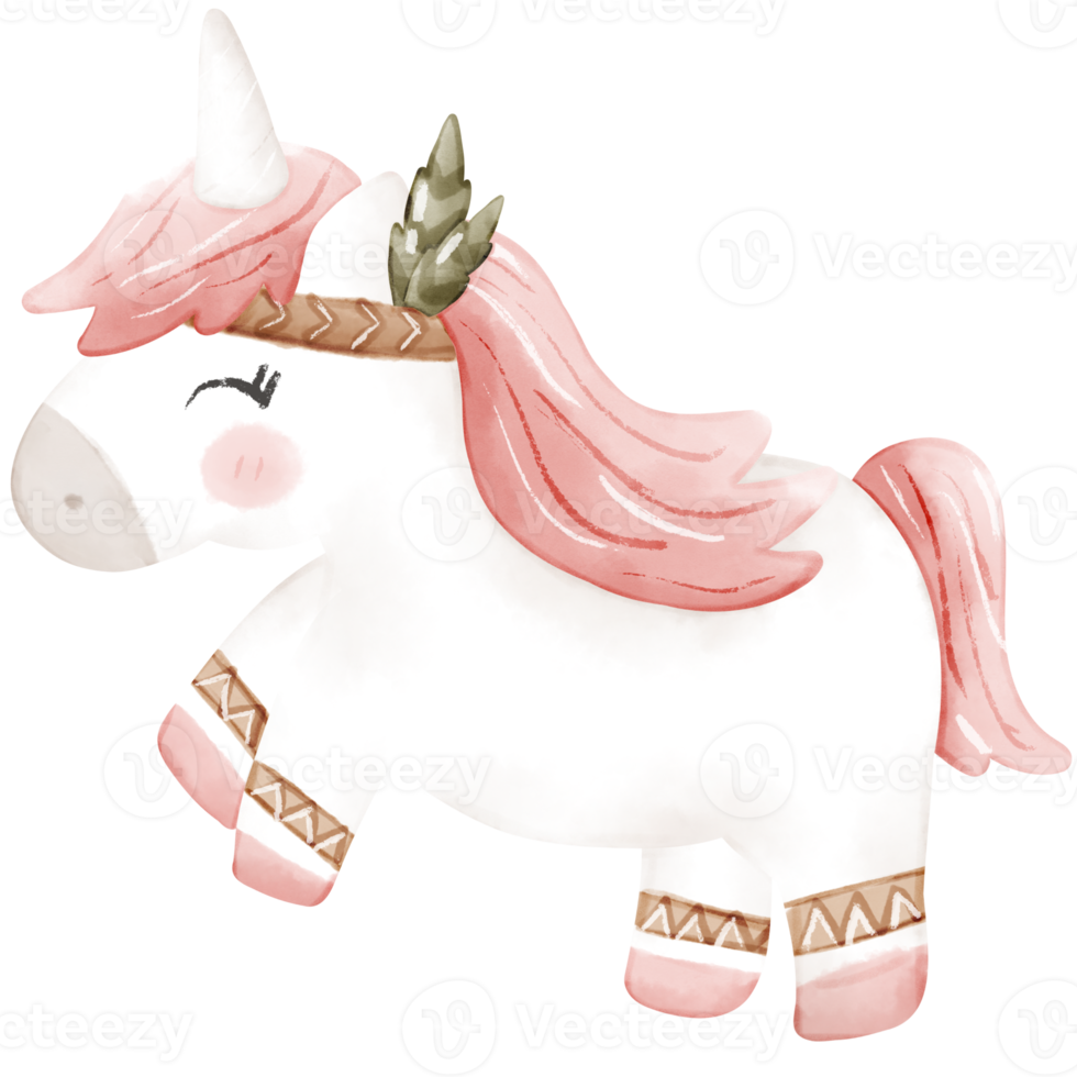 ilustración de acuarela de unicornio boho png