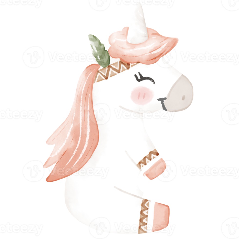 ilustración de acuarela de unicornio boho png