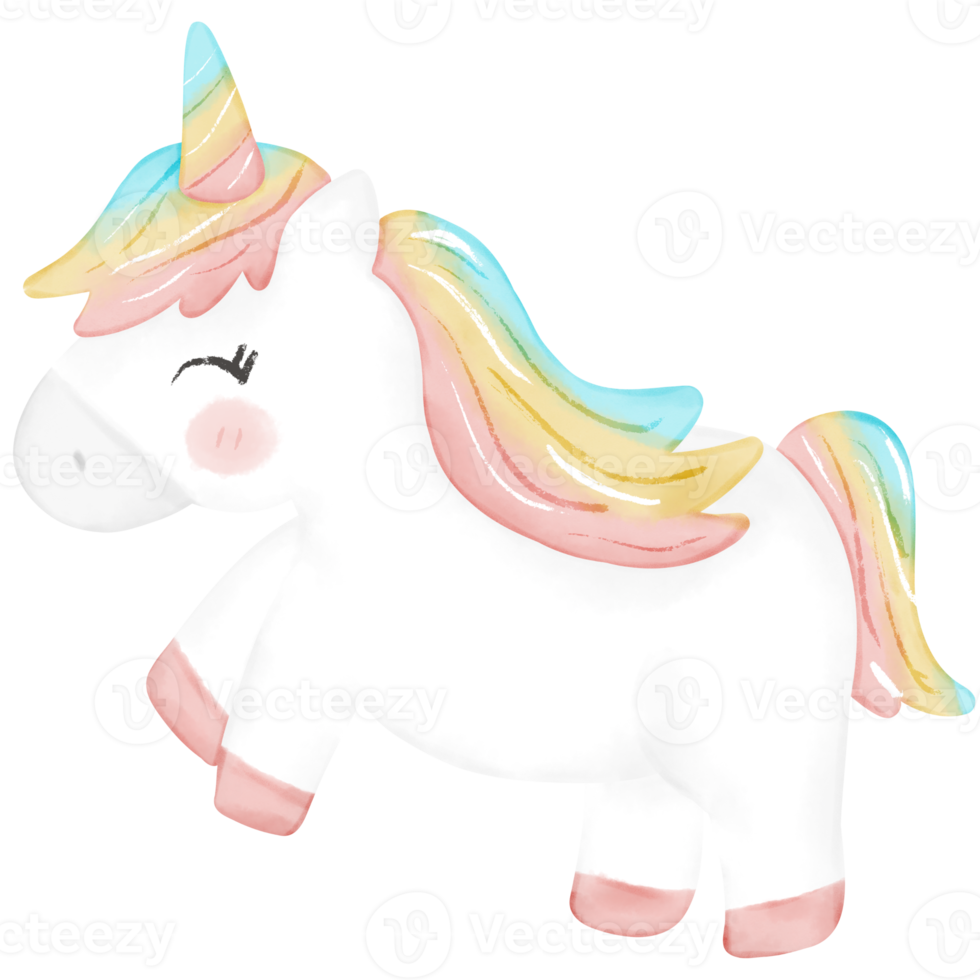 Colorful unicorn watercolor illustration png