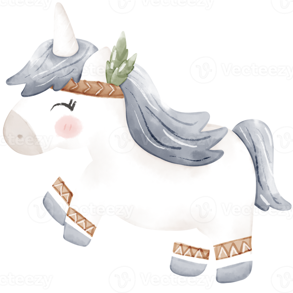 ilustración de acuarela de unicornio boho png