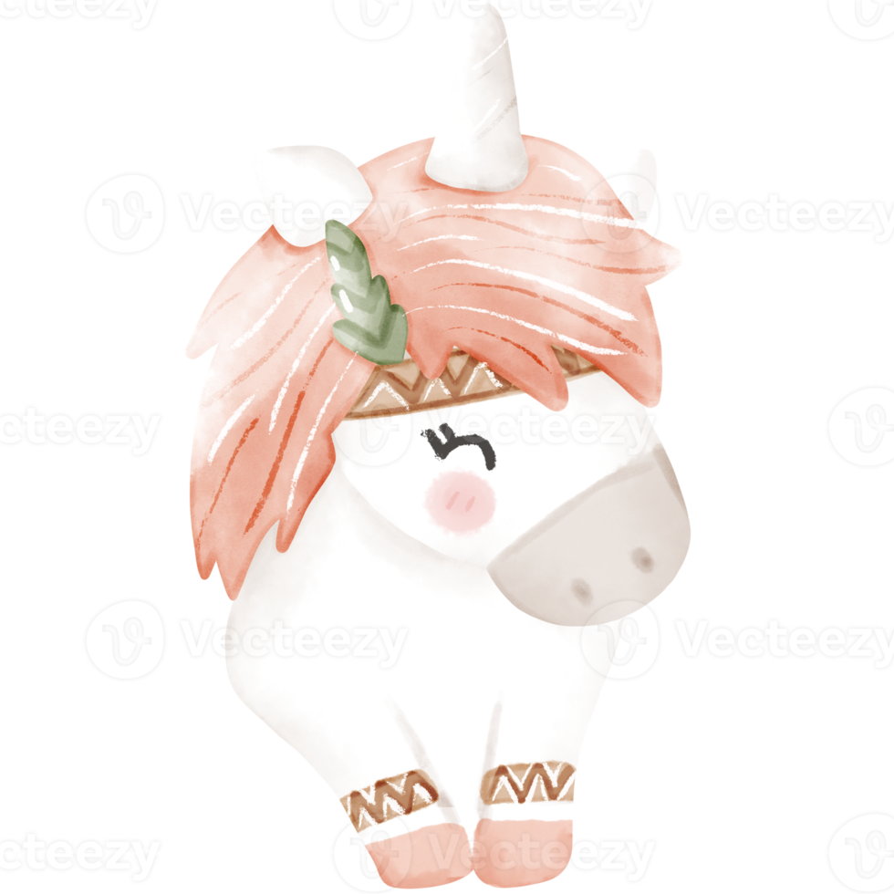 ilustración de acuarela de unicornio boho png