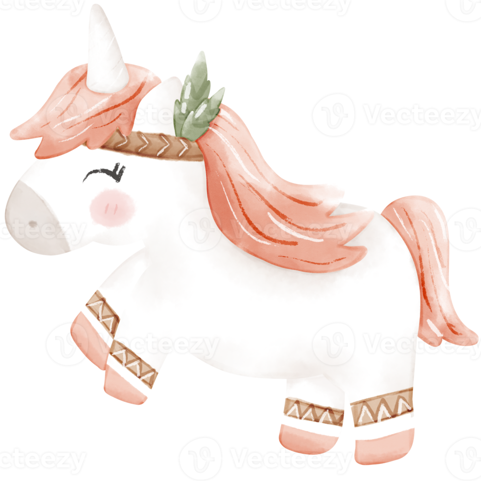 ilustración de acuarela de unicornio boho png