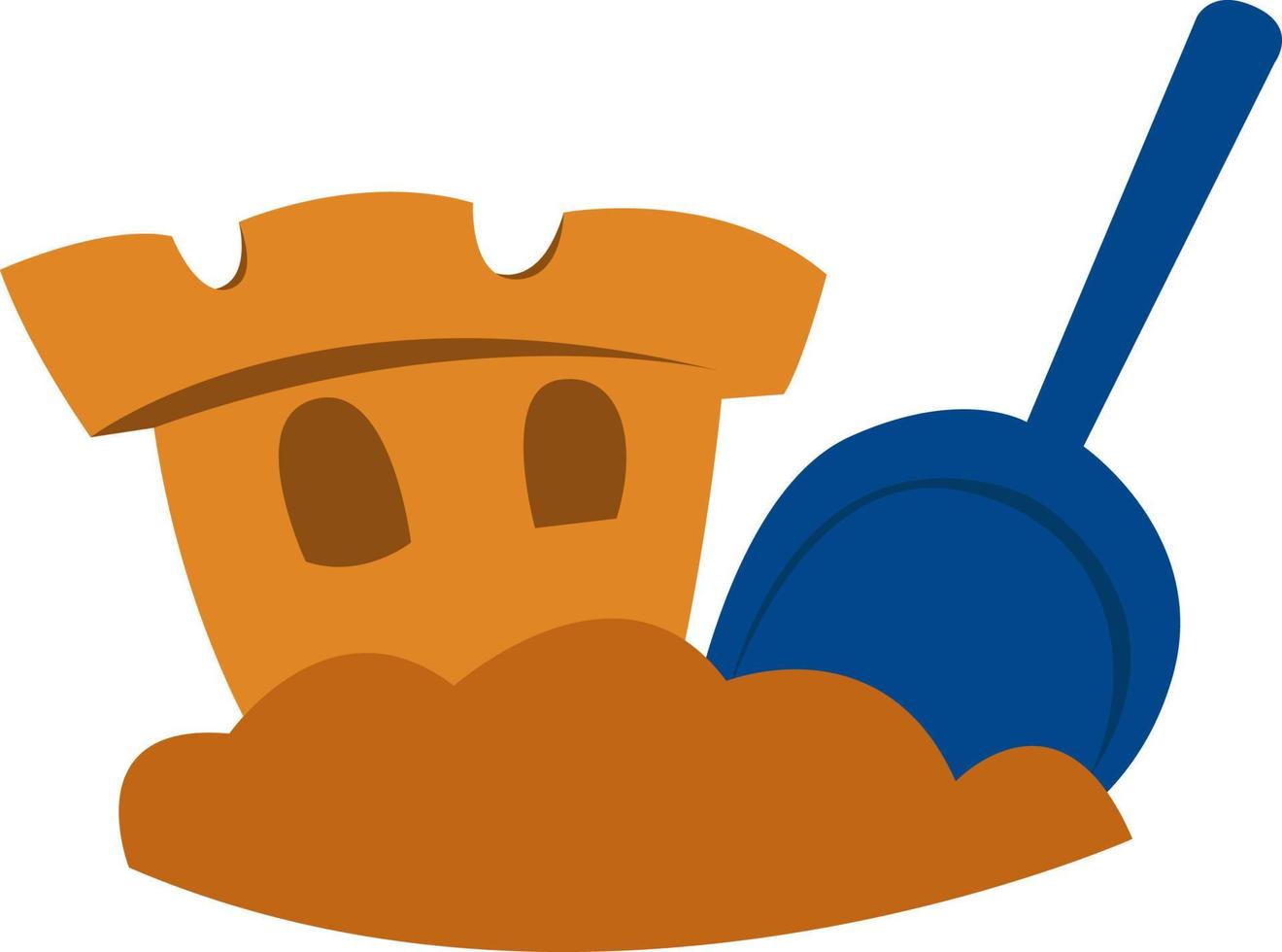 Sand castle, illustration, vector on white background.