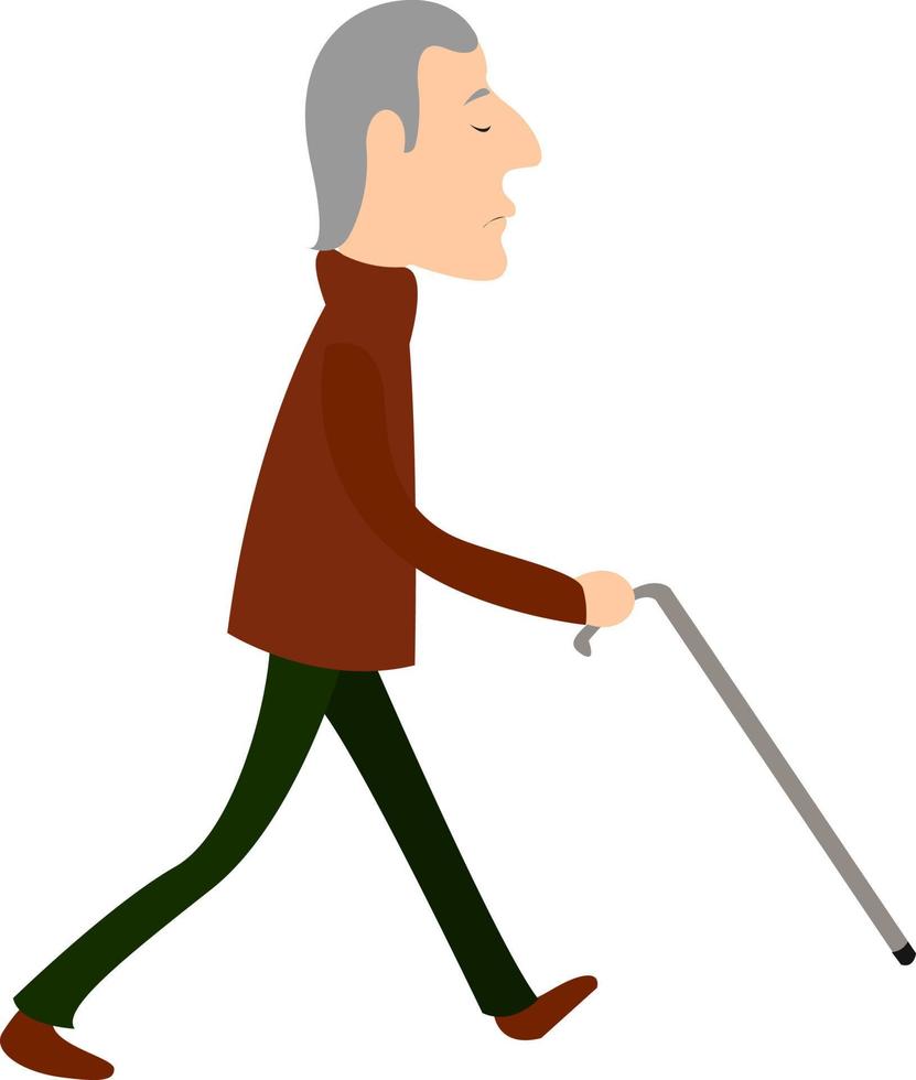 Blind man, illustration, vector on white background.