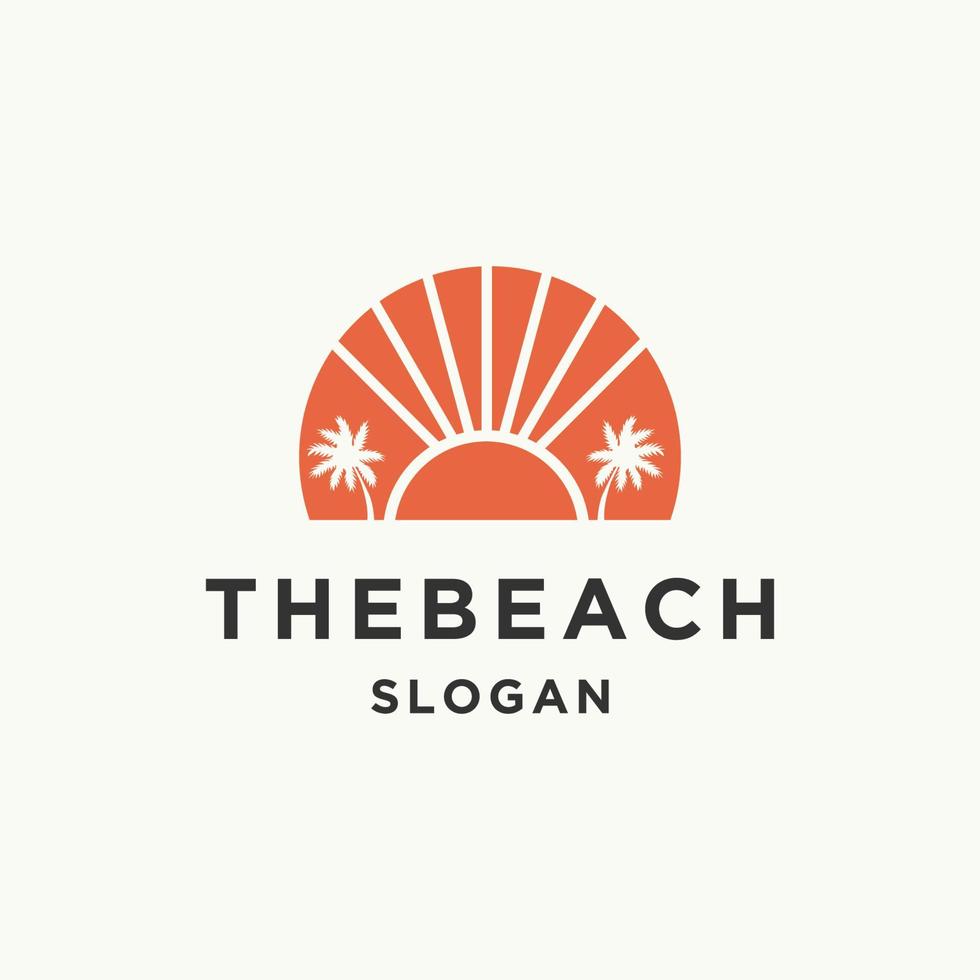 The beach logo icon flat design template vector