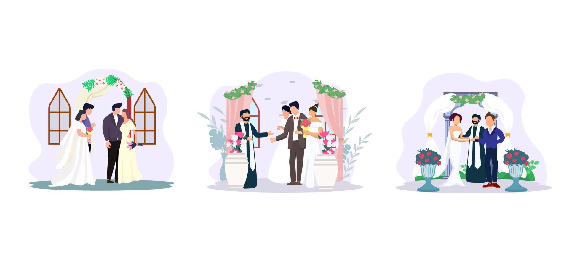 tipo de diseño de paquete plano de evento de boda vector