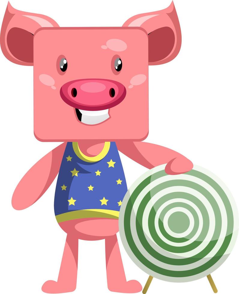 Pig with target, illustration, vector on white background.