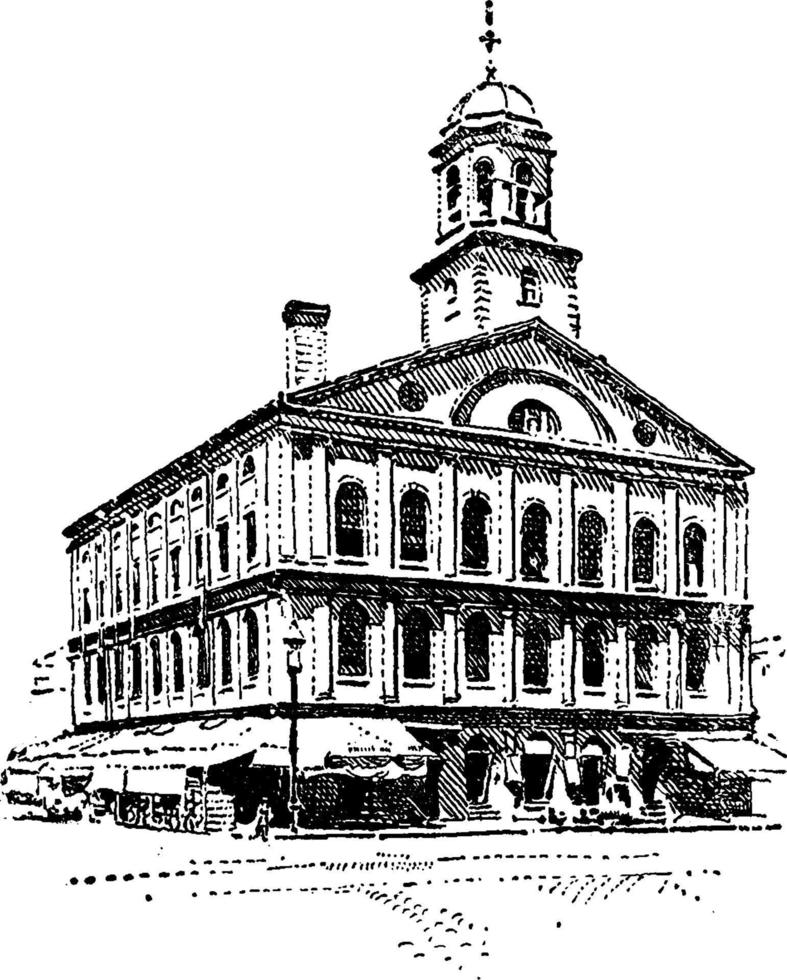 Faneuil Hall, vintage illustration. vector