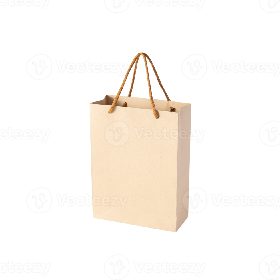Brown paper shopping bag cutout, Png file
