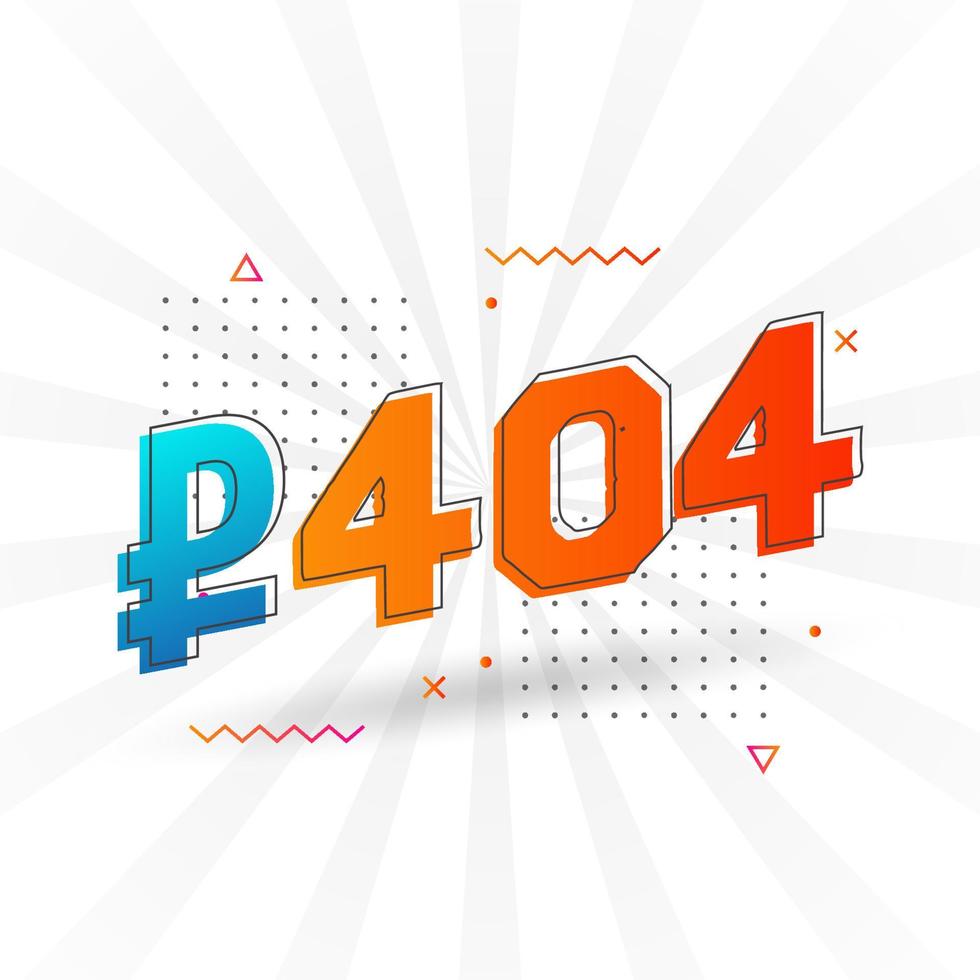 Imagen de moneda vectorial de 404 rublos rusos. Ilustración de vector de texto en negrita de símbolo de rublo 404