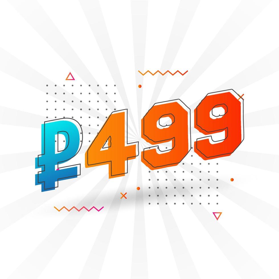 499 Russian Ruble vector currency image. 499 Ruble symbol bold text ...