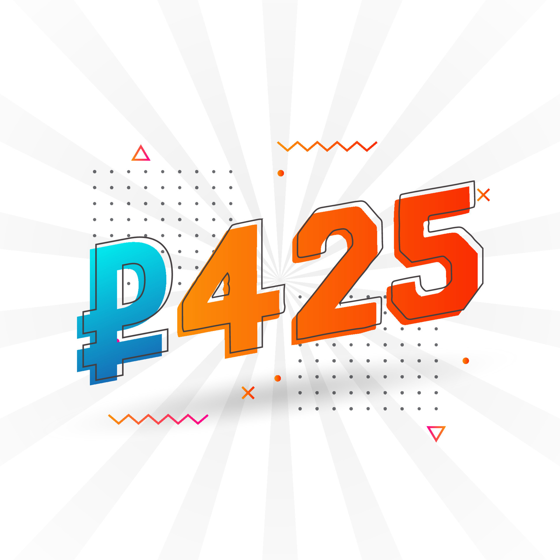 425 Russian Ruble vector currency image. 425 Ruble symbol bold text