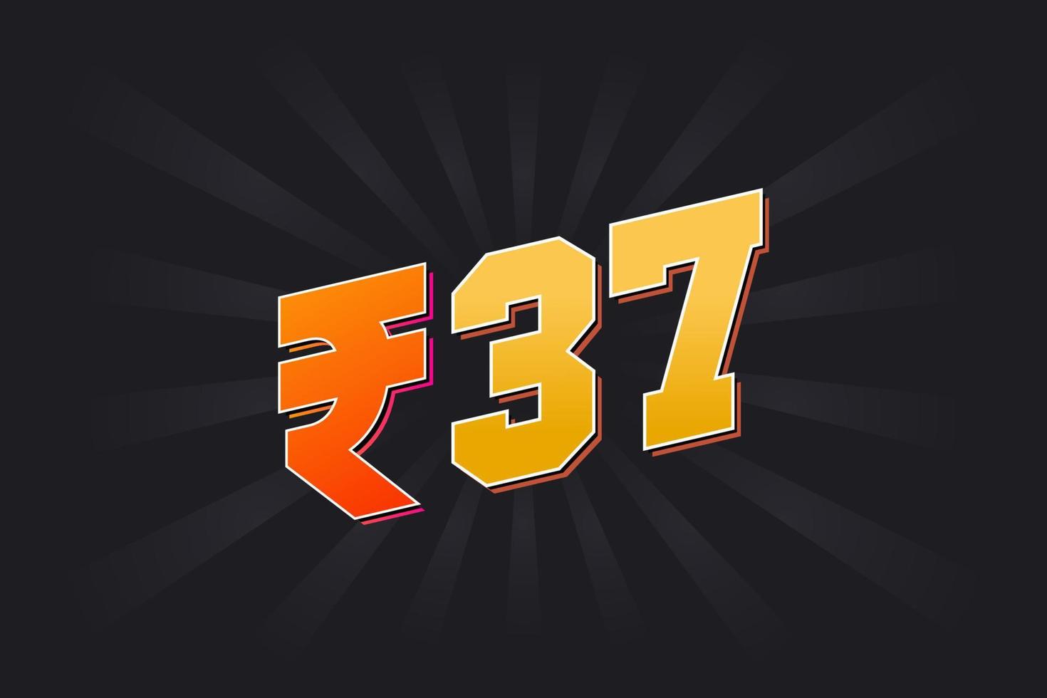 37 Indian Rupee vector currency image. 37 Rupee symbol bold text vector illustration