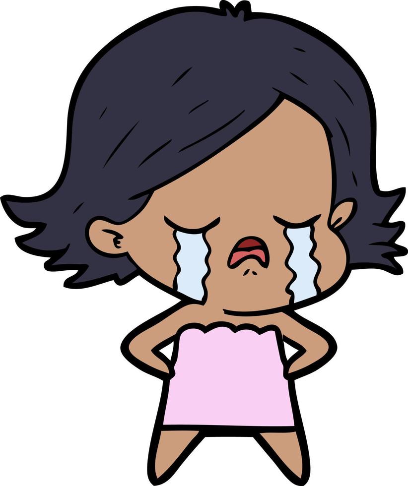 Cartoon crying girl vector