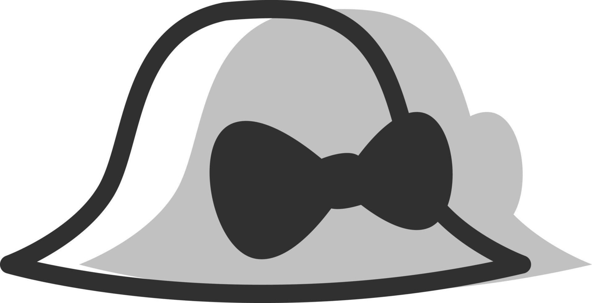 Grey hat with a bow, illustration, vector on white background.