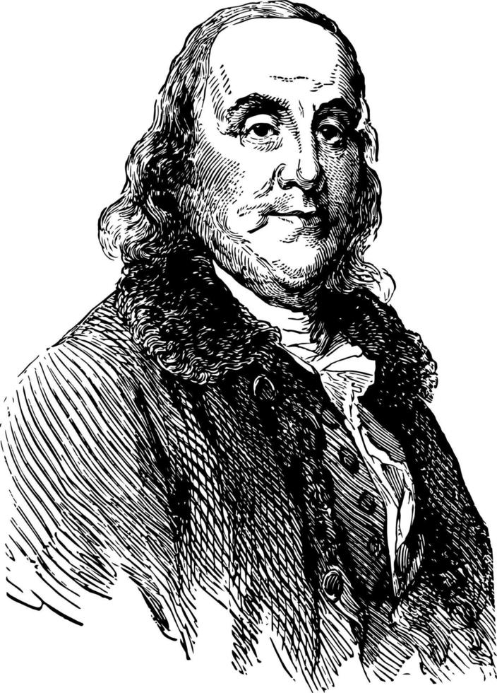 Benjamin Franklin vintage illustration vector