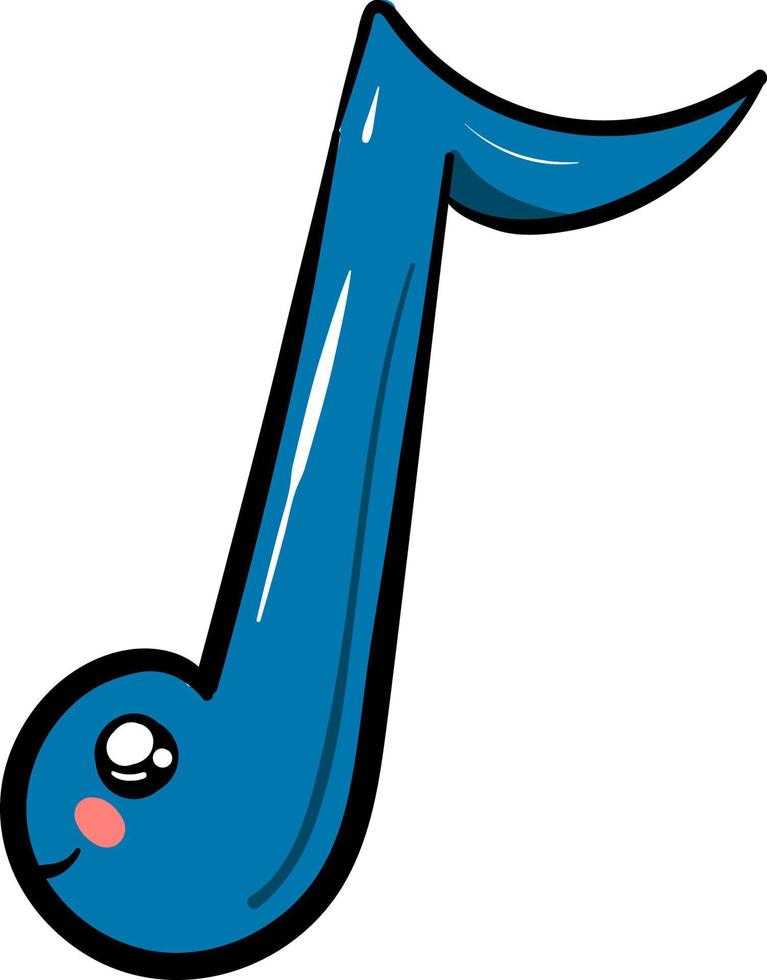 Happy music note, illustration, vector on white background.