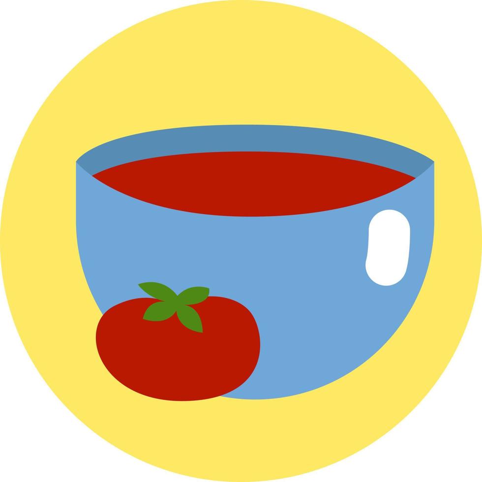 sopa de tomate, ilustración, vector sobre fondo blanco.