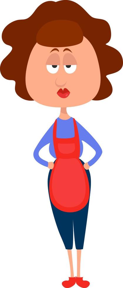 Bored housewife, illustration, vector on a white background.