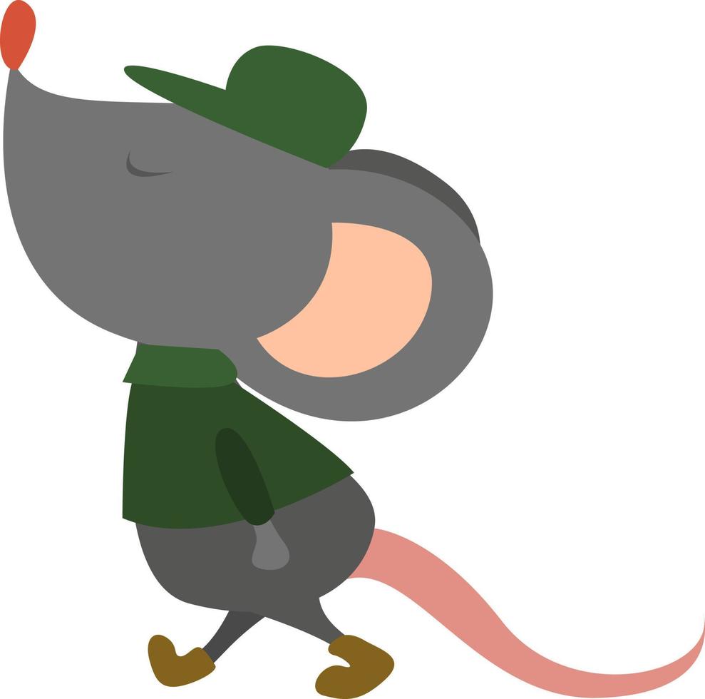 Soldier mouse, illustration, vector on white background.