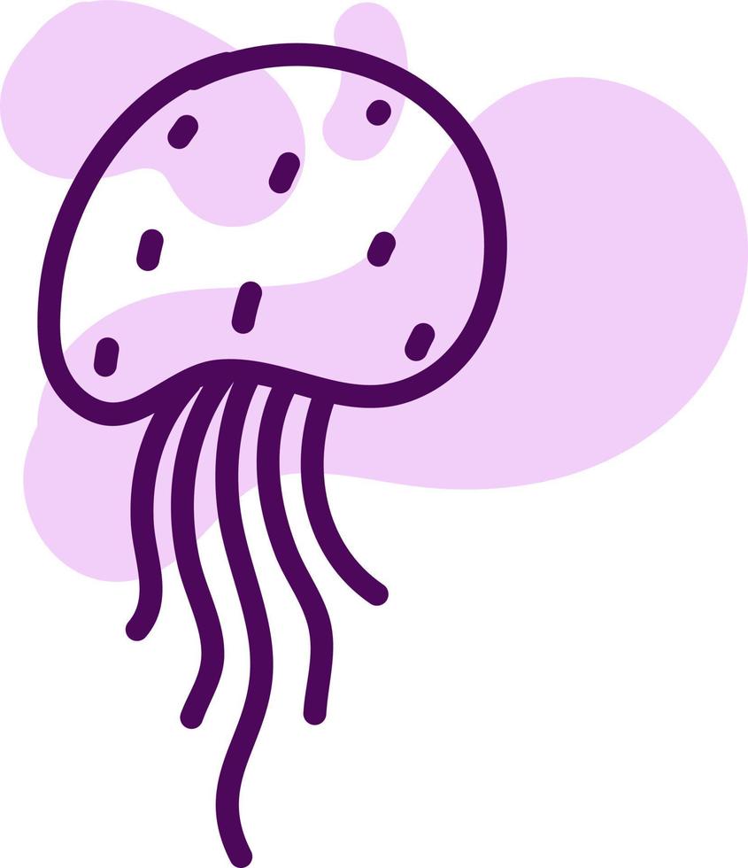 Dotted purple jellyfish, illustration, vector on white background.