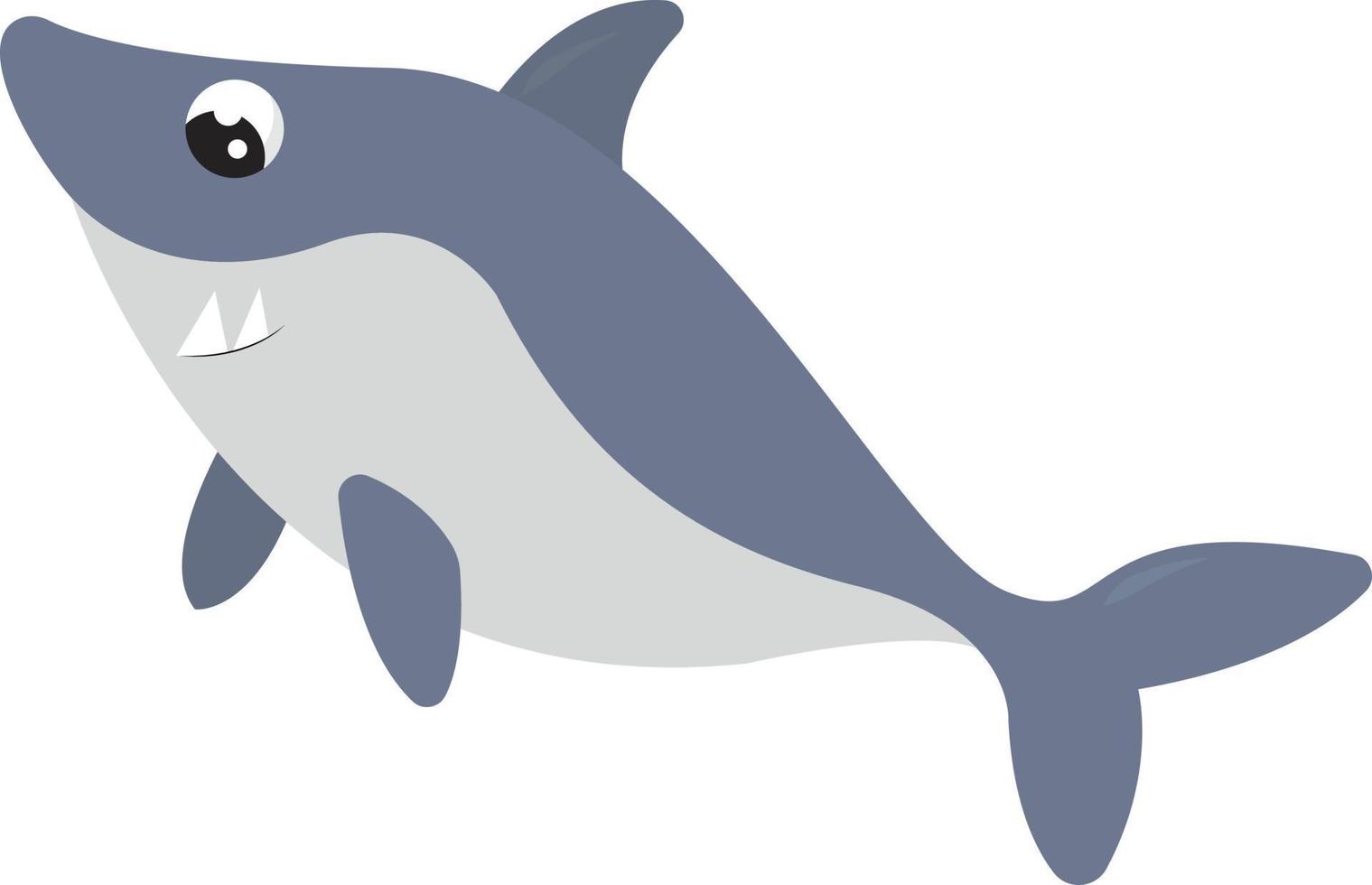 Happy shark, illustration, vector on white background.